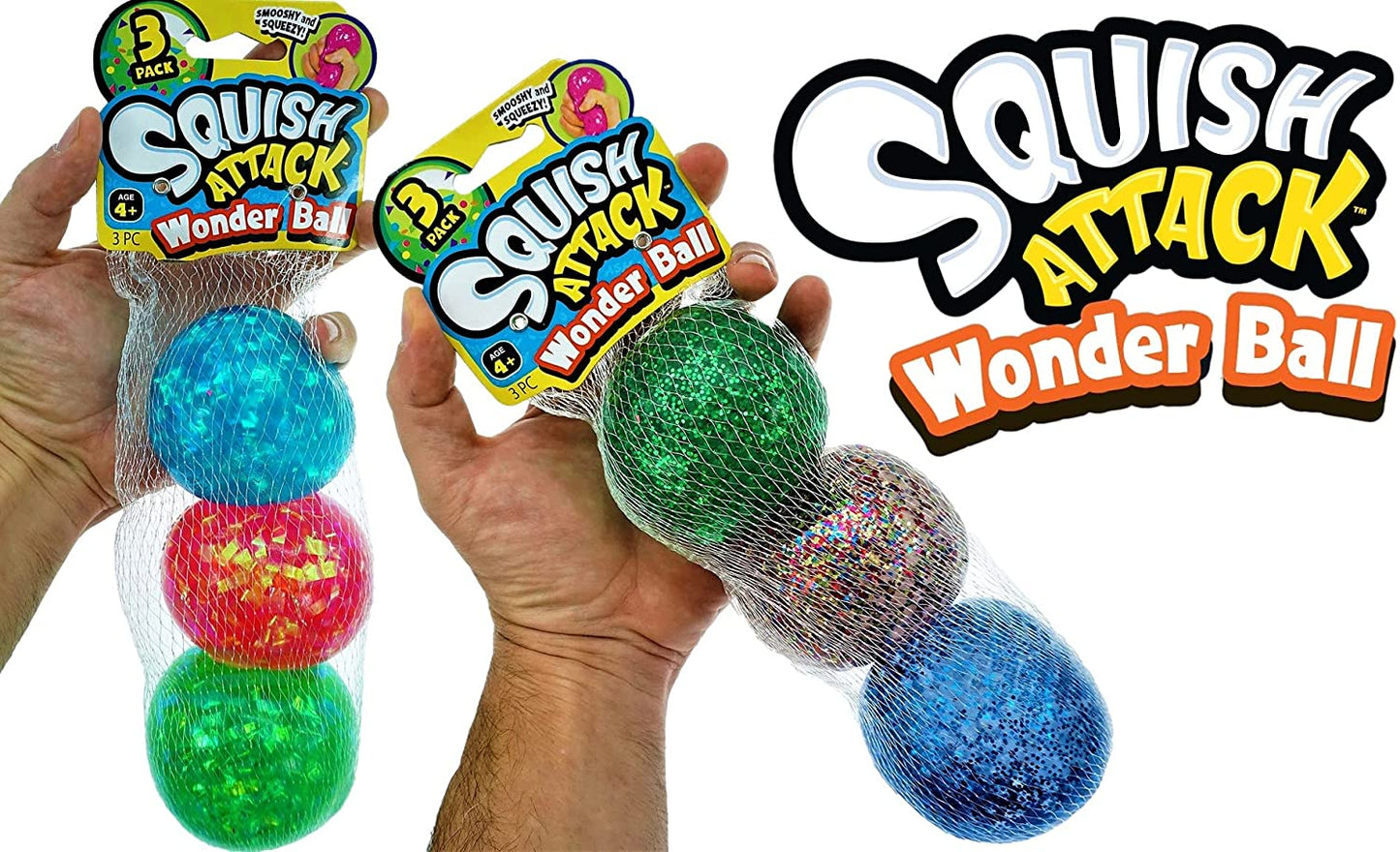 3-Pack Squish Attack Glitter Ball