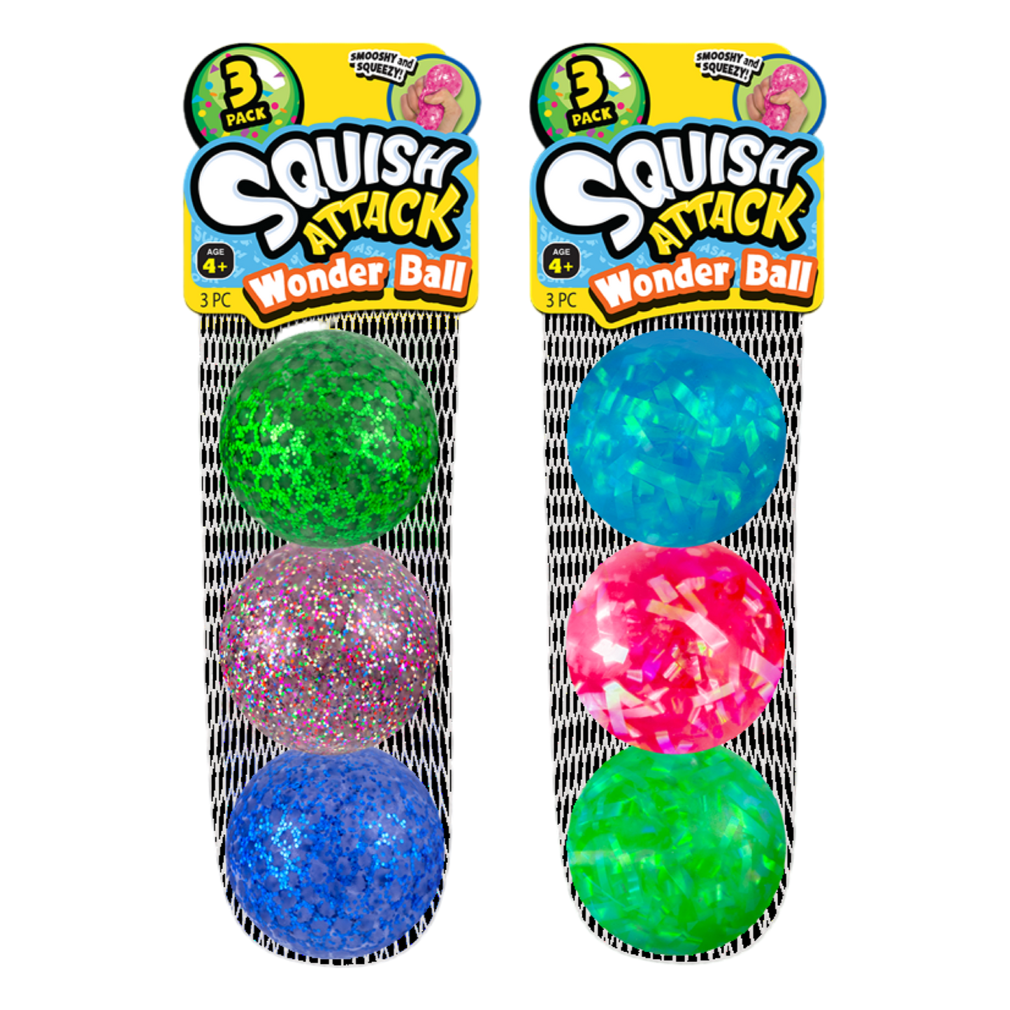 3-Pack Squish Attack Glitter Ball