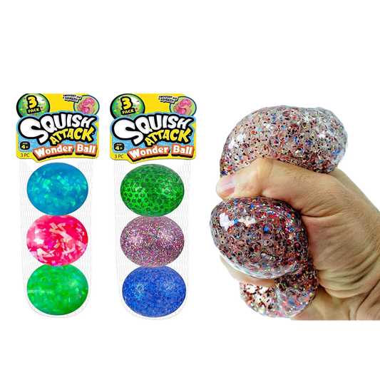 3-Pack Squish Attack Glitter Ball
